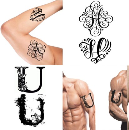 Name U Letter Tattoo Alphabet Body Temporary Tattoo Waterproof For Gir   Temporarytattoowala